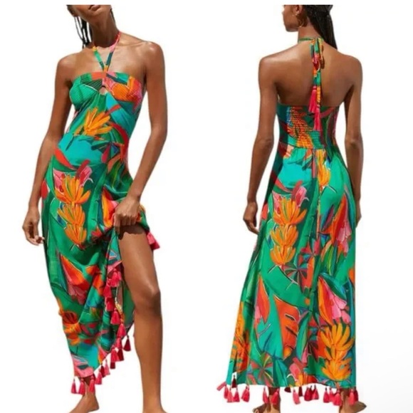 FARM Rio Dresses & Skirts - Farm Rio x Anthropologie Cover-Up Maxi Dress Size Small Tropical Halter